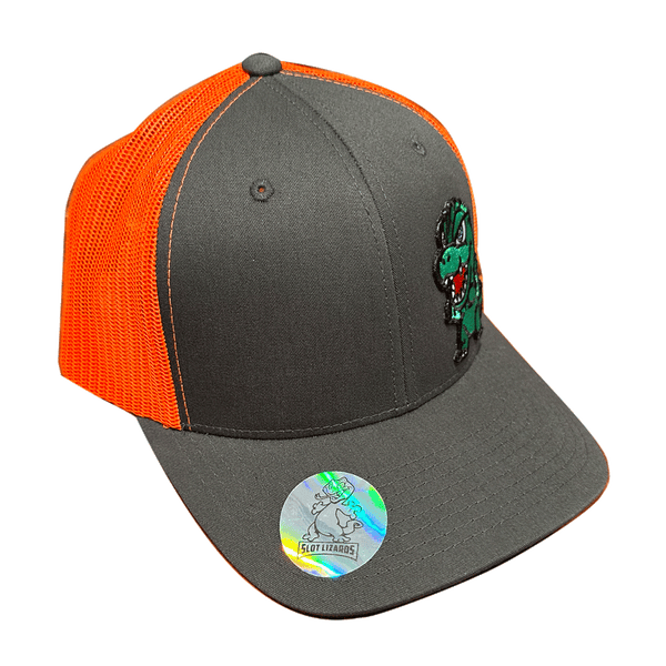 GZilla Lucky Lizards Hat Charcoal and Neon Orange