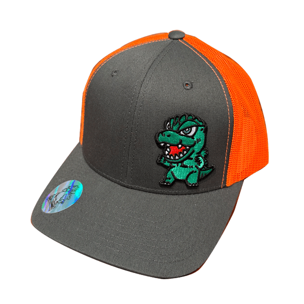 GZilla Lucky Lizards Hat Charcoal and Neon Orange