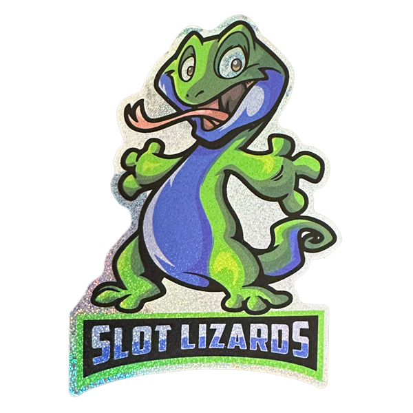 Slot Lizards Jackpot Sticker Purple and Green