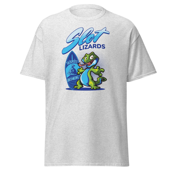 Lucky Jackpots Incoming Slot Lizards T-Shirt Ash White