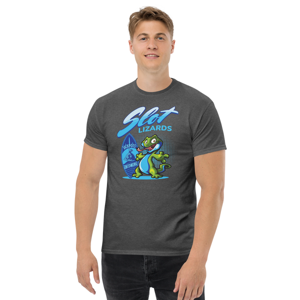 Lucky Jackpots Incoming Slot Lizards T-Shirt Charcoal Heather